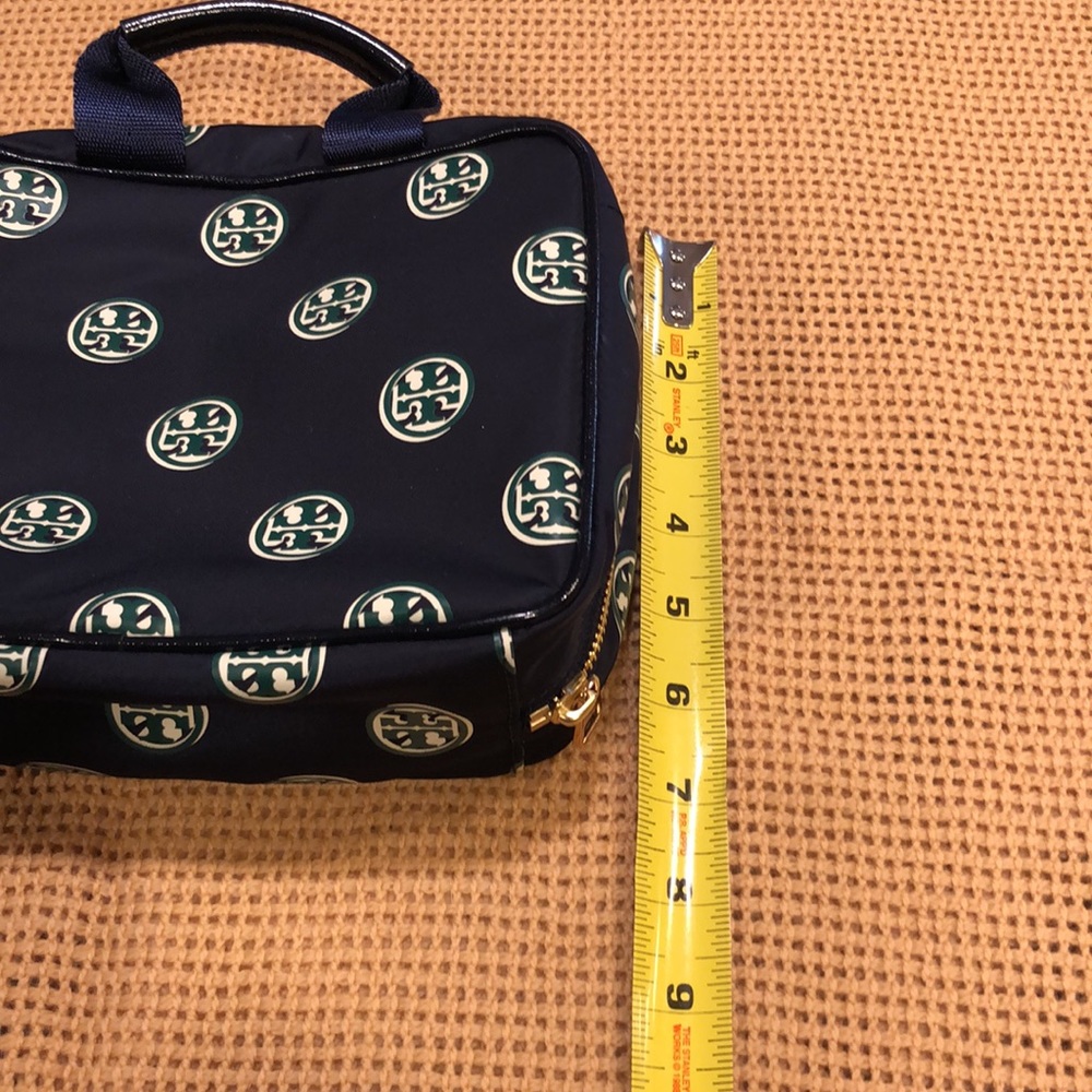 Designer-Inspired Navy Cosmetic Case with Logo Print - Picture 6 of 7